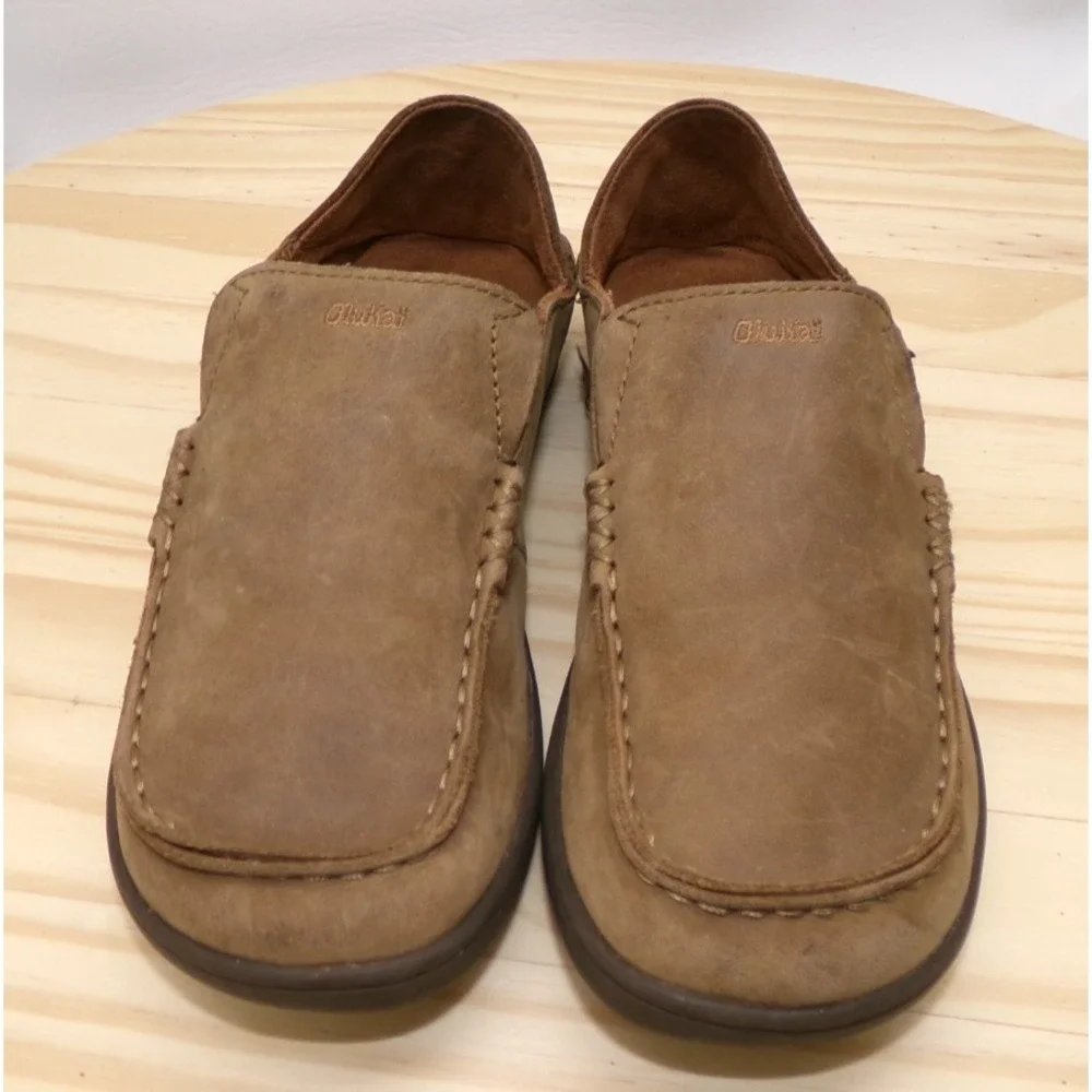 Olukai Moloa Boy Shoes Youth Boys Brown Size 2 Slip On Leather